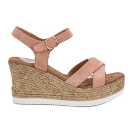 JESSY ROSS Sandales en daim poudré rose