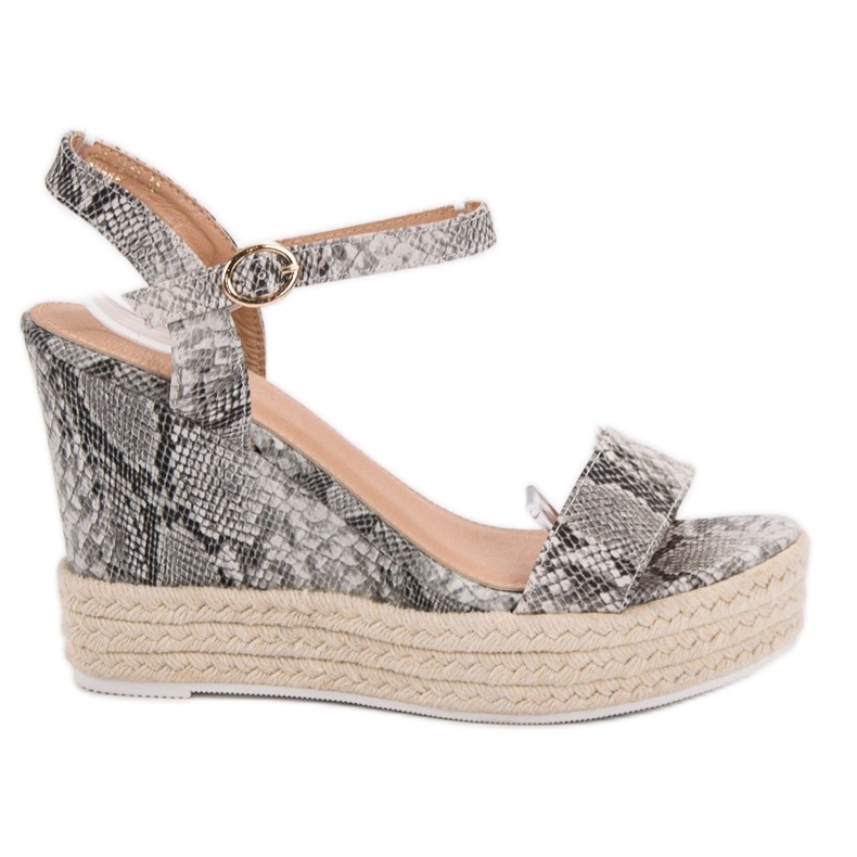 Ideal Shoes Sandales compensées élégantes gris Ideal Shoes Sandales compensées élégantes gris