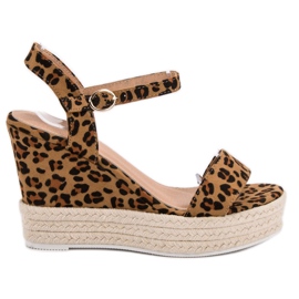 Ideal Shoes Sandales compensées élégantes brun Ideal Shoes Sandales compensées élégantes brun