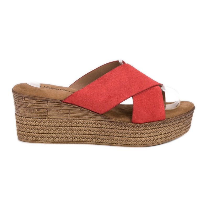 SHELOVET Pantoufles Compensées Rouges SHELOVET Pantoufles Compensées Rouges