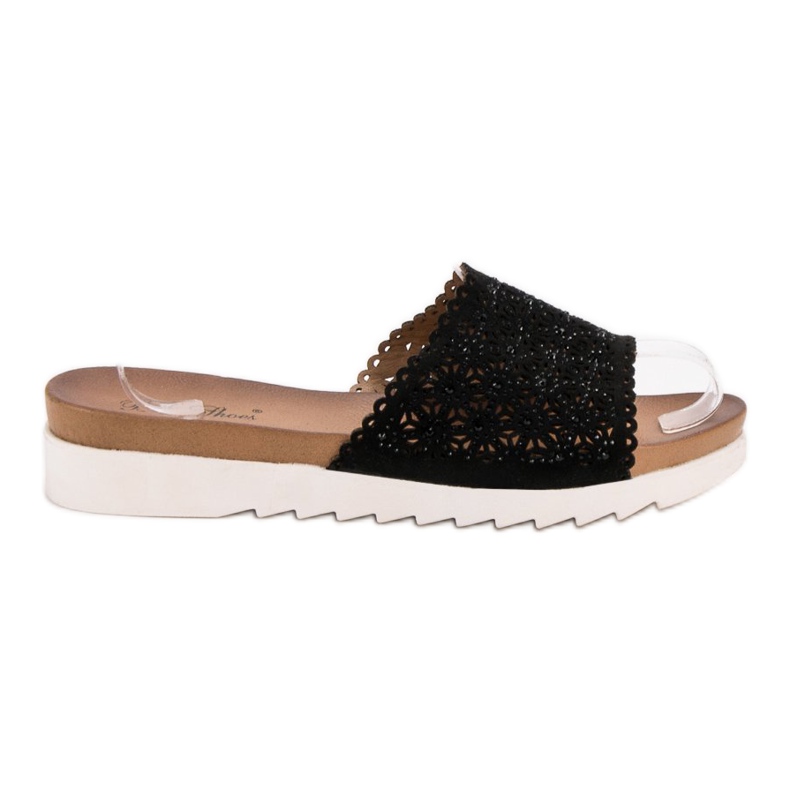 Best Shoes Chaussons Noirs Ajourés le noir