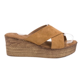SHELOVET Sandales compensées camel brun SHELOVET Sandales compensées camel brun