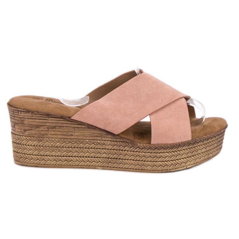 SHELOVET Pantoufles Compensées Poudre rose