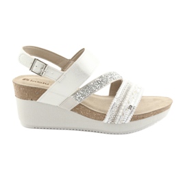 Sandales compensées INBLU EN009 argent blanche gris