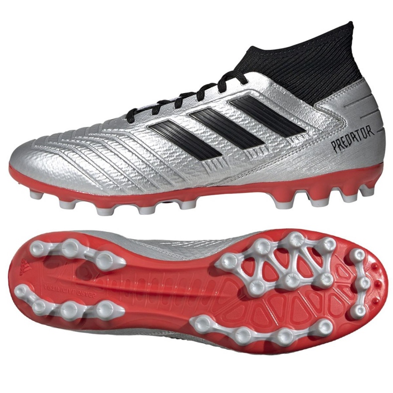 Chaussures de foot Adidas Predator 19.3 Ag M F99989 multicolore argent Chaussures de foot Adidas Predator 19.3 Ag M F99989 multicolore argent