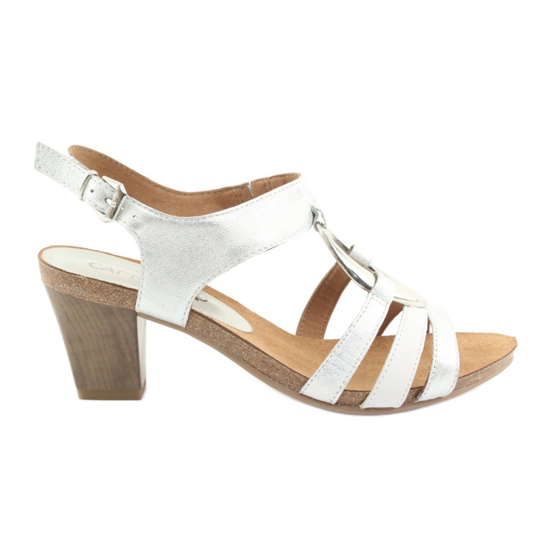 Sandales pour femmes Caprice avec un ornement 28308 ovale argenté blanche gris