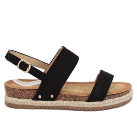 Sandales noires sur semelle liège CH-118 Noir