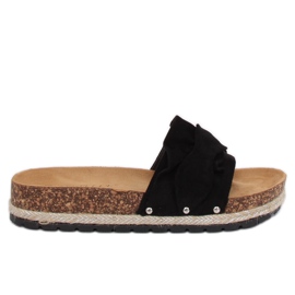 Chaussons espadrilles noires BJS-002 Noir le noir