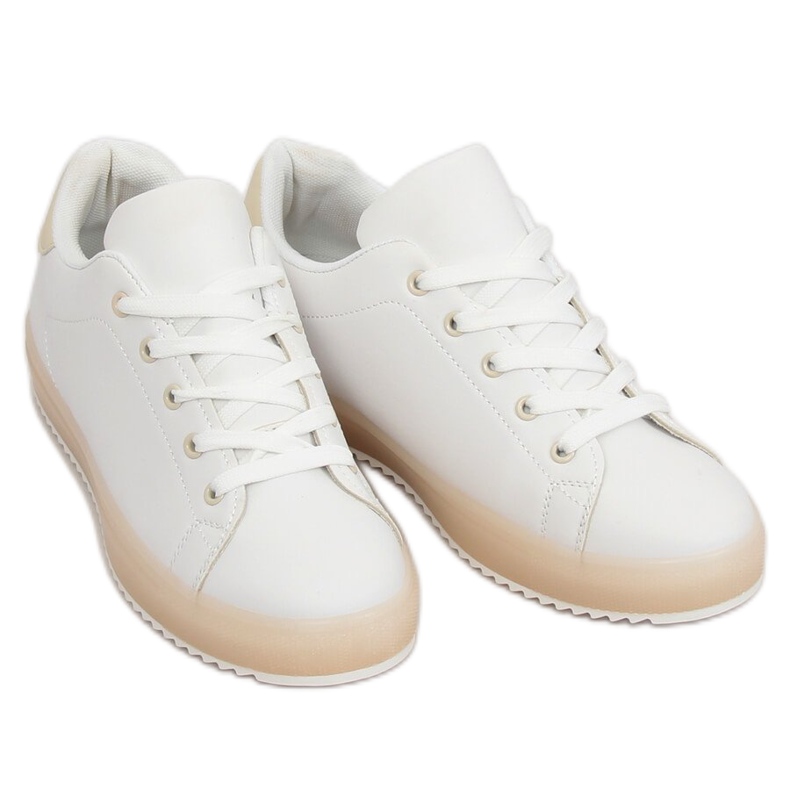 Baskets femme blanches et beiges 9118 Beige brun
