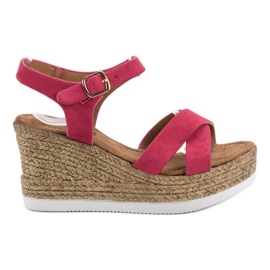 JESSY ROSS Sandales en daim fuchsia rose