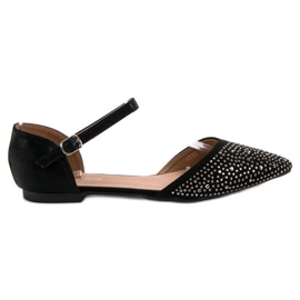 Primavera Ballerines Fixées Avec Oxyde De Zirconium le noir