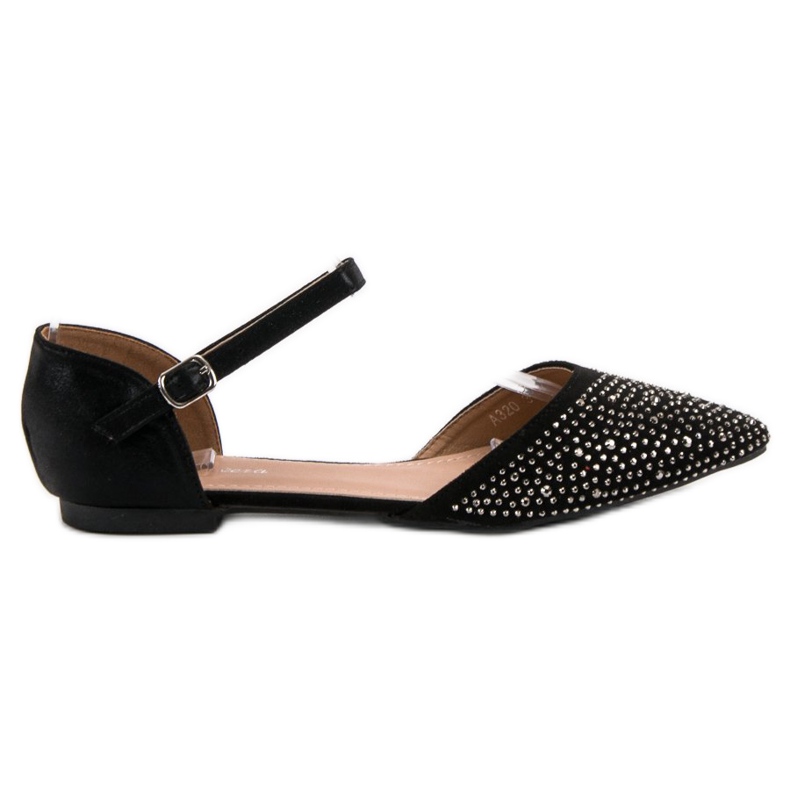 Primavera Ballerines Fixées Avec Oxyde De Zirconium le noir