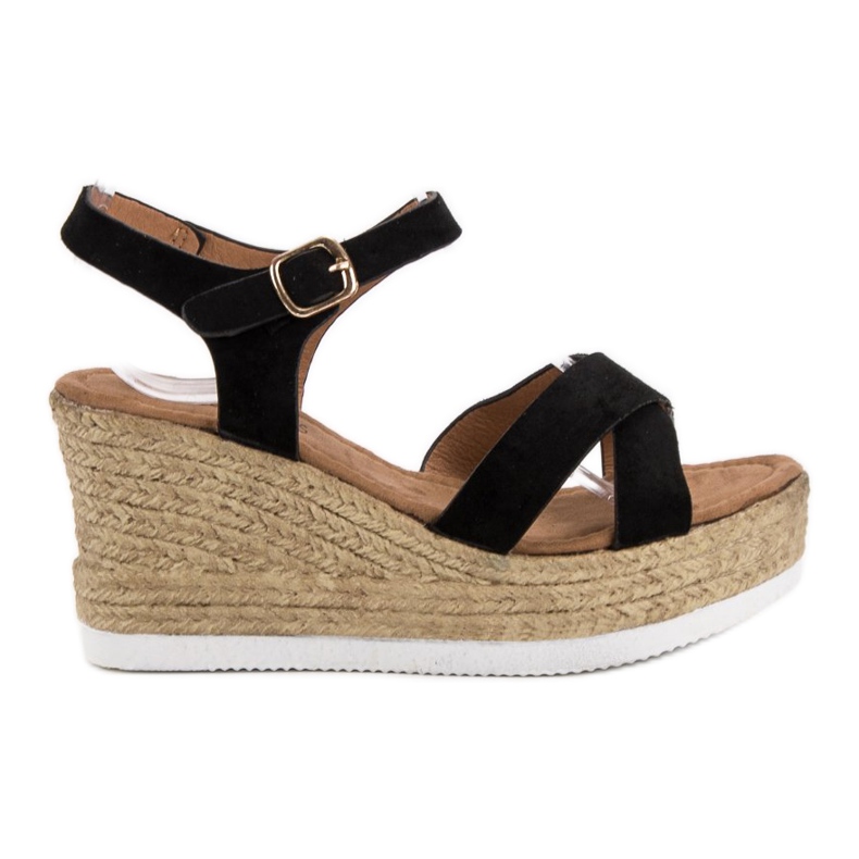 JESSY ROSS Sandales en daim noires le noir