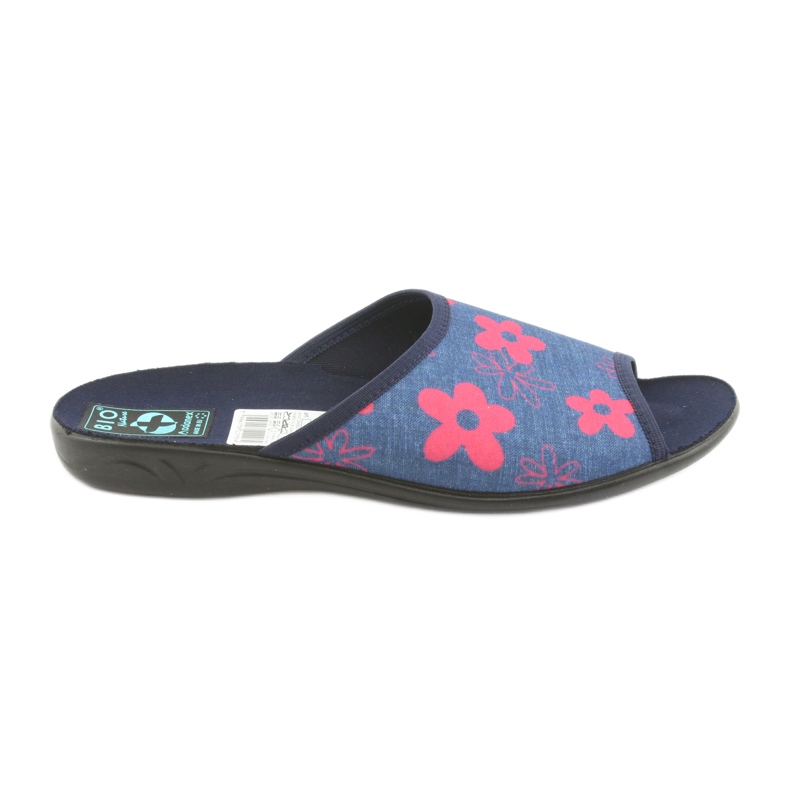 Chaussons femme à fleurs Adanex bleu marine rose Chaussons femme à fleurs Adanex bleu marine rose