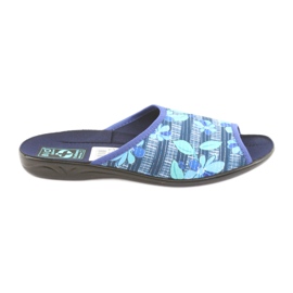 Pantoufles pour femmes avec des fleurs Adanex 23863 marine bleu vert