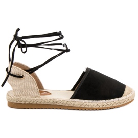 SHELOVET Espadrilles nouées noir