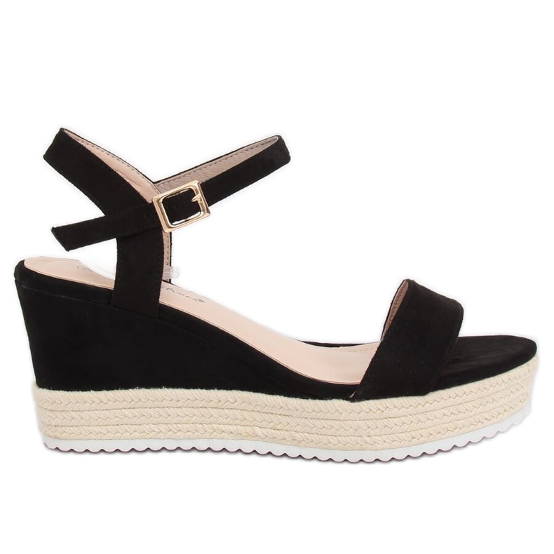 Sandales noires sur une espadrilles compensées noir LY9109 Noir le noir