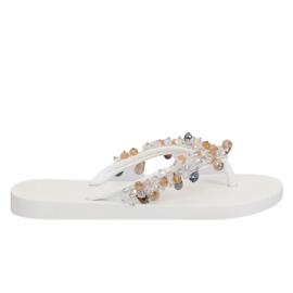 Tongs blanches avec perles JH68 blanches