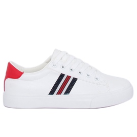 Baskets femme blanches et rouges BL158P Rouge