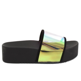 Noir holographique CK81P Chaussons noirs jaune