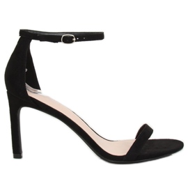 Sandales noires sur talon haut NF-31P Noir le noir