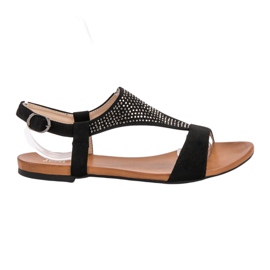 SHELOVET Sandales à cristaux noir