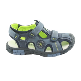 American Club Sandales pour enfants avec un insert en cuir américain DR02 bleu marin bleu vert