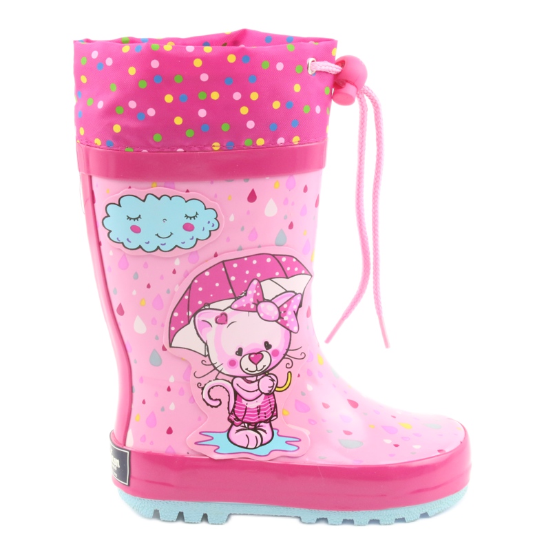 American Club Bottes de pluie bébé chaton américain bleu rose