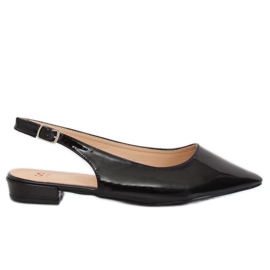 Noir LL-178 Ballerines noires à talon ouvert