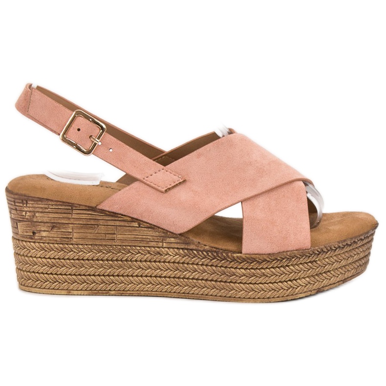 Primavera Sandales compensées en poudre rose