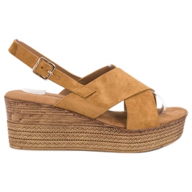 Primavera Sandales compensées camel brun