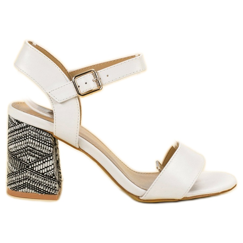SDS Sandales à talon décoratif blanche SDS Sandales à talon décoratif blanche