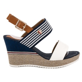 Goodin Sandales de marin sur un coin blanche bleu multicolore