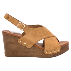 SHELOVET Sandales en daim brun