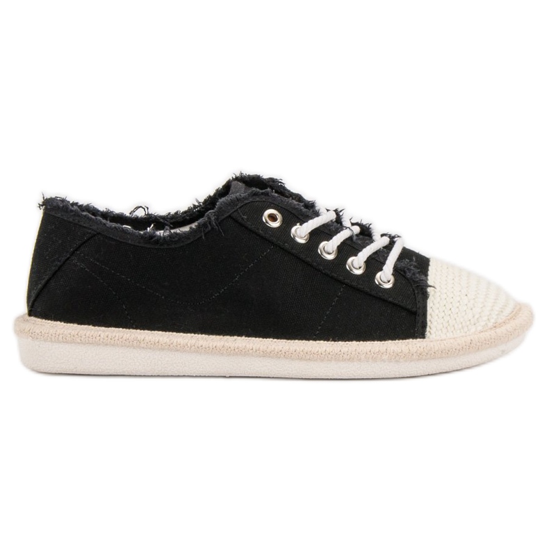 SHELOVET Espadrilles à lacets le noir