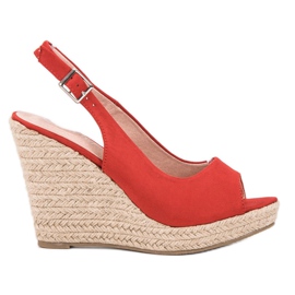 Renda Sandales en daim à la mode rouge