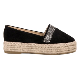 SHELOVET Espadrilles Avec Cristaux noir