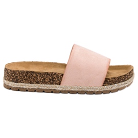 Bestelle Pantoufles classiques en daim rose