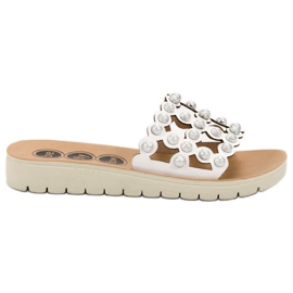 SHELOVET Pantoufles décontractées pour femmes blanc