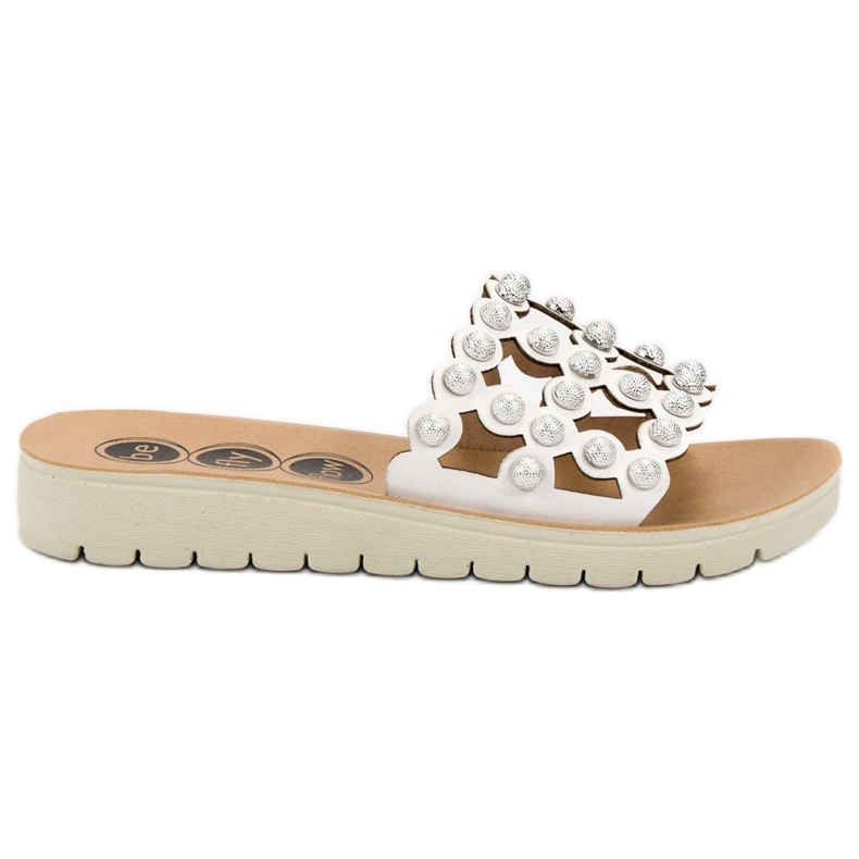 SHELOVET Pantoufles décontractées pour femmes blanche