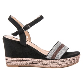 SDS Sandales compensées le noir multicolore