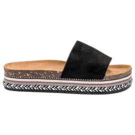 Anesia Paris Pantoufles En Daim À La Mode le noir