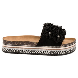 Sergio Todzi Pantoufles Avec Des Fleurs le noir Sergio Todzi Pantoufles Avec Des Fleurs le noir