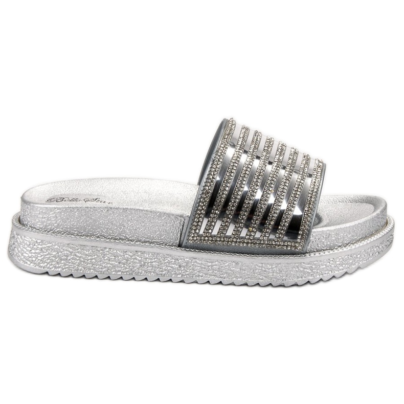 Bello Star Pantoufles Avec Cristaux gris