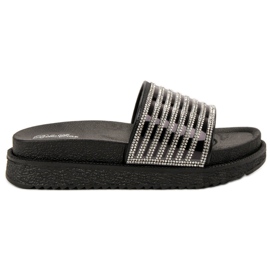 Bello Star Pantoufles Avec Cristaux noir