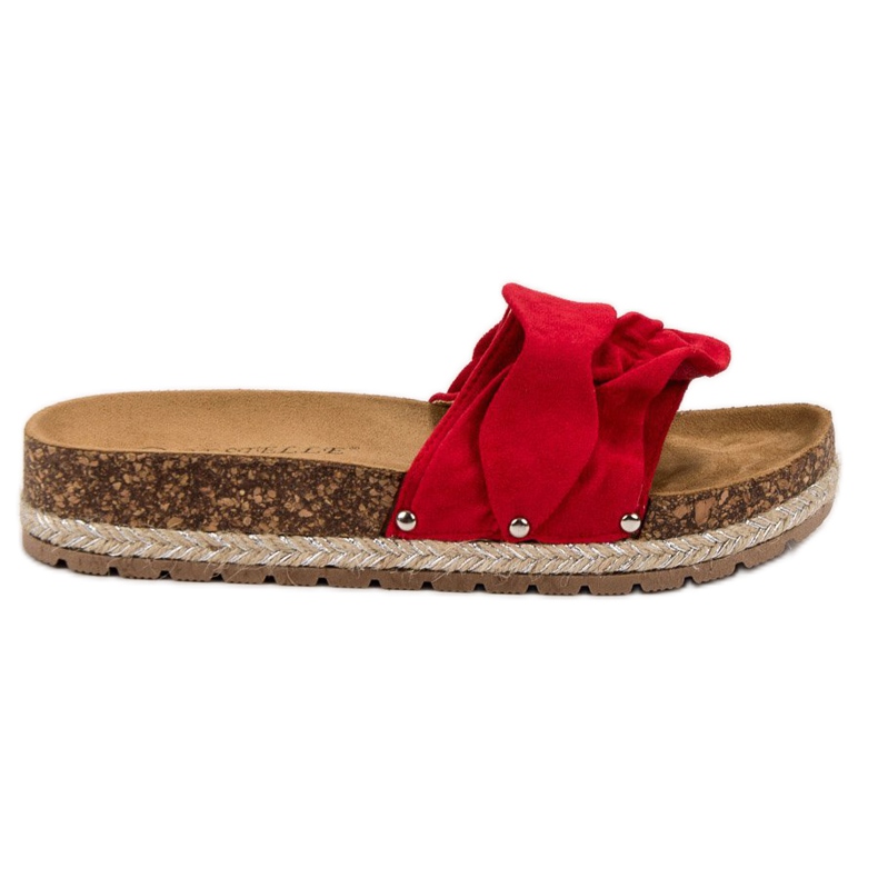 Bestelle Pantoufles À Volants rouge Bestelle Pantoufles À Volants rouge