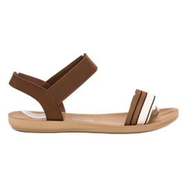 SHELOVET Sandales plates avec bande élastique brun