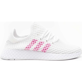 Adidas Deerupt Runner J 608 Chaussures Blanc Shock Rose Core Noir