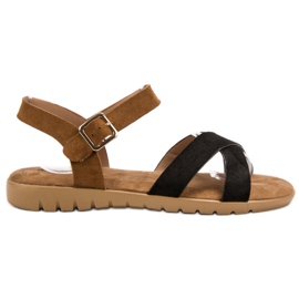 Primavera Sandales en daim brun le noir