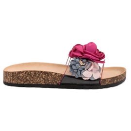 Super Me Pantoufles Avec Des Fleurs violet multicolore